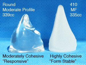 339cc moderately cohesive vs 410 MF 335cc highly cohesive silicone gel