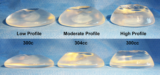 Low Moderate and High Profile 300cc Breast Implants.